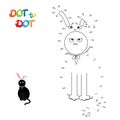 Connect The Dots and Paint Cartoon Cat. Educational Game for Kids Royalty Free Stock Photo