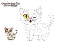 Connect The Dots and Paint Cute Cartoon Cat. Educational Game for Kids. Vector Illustration. Royalty Free Stock Photo