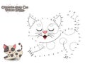 Connect The Dots and Paint Cute Cartoon Cat. Educational Game for Kids. Vector Illustration. Royalty Free Stock Photo