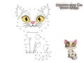 Connect The Dots and Paint Cute Cartoon Cat. Educational Game for Kids. Vector Illustration.