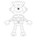 Connect the dots picture. Tracing worksheet. Puzzle for kids. Coloring Page Outline Of cartoon robot. Coloring book for children