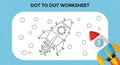 Connect the Dots Rocket Worksheet for Kids Royalty Free Stock Photo