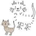 Connect the dots to draw the cute cat and color it Royalty Free Stock Photo