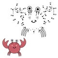 Connect the dots to draw the cute crab and color it Royalty Free Stock Photo