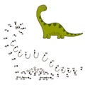 Connect the dots to draw a cute dinosaur and color it Royalty Free Stock Photo