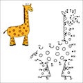 Connect the dots to draw the cute giraffe and color it