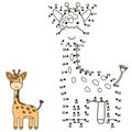 Connect the dots to draw a cute giraffe and color it