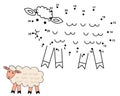 Connect the dots to draw the cute sheep Royalty Free Stock Photo
