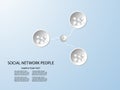 Connect group 3d people - man team social network concept with connected lines in white circle on blue background. Vector illustra Royalty Free Stock Photo