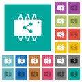 Connect hardware square flat multi colored icons