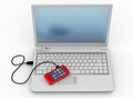 Connect. Laptop and cell phone concept. Royalty Free Stock Photo