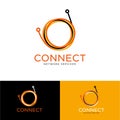 Connect logo. Optical fiber loops from multicolor lines. Identity. Royalty Free Stock Photo