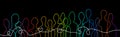 Connect People Concept. Larger Crowd of connected Persons with Continuous line. Colorful Linear Silhouettes People Connection