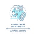 Connect with policymakers turquoise concept icon Royalty Free Stock Photo