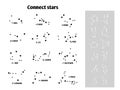 Connect stars kids game for study constellations. Star constellation, aurus pesces leo. Children astrology paper play