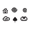 Home with globe and email signs with cloud tree and message icon vector isolated Royalty Free Stock Photo