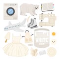 Vector set of white color objects.