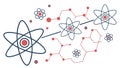 Connected Atomic Structures with Energy Flow Lines, vector design Generative AI Royalty Free Stock Photo
