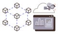 Blockchain Network with Cloud Surveillance and Analytics Dashboard Interface Royalty Free Stock Photo
