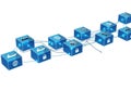 Connected blue cubes with security and network icons illustrating data protection and connectivity Royalty Free Stock Photo