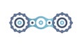 Connected Blue and Grey Gear Chain, vector design Generative AI Royalty Free Stock Photo