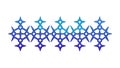 Connected Blue Starburst Chain: Decorative Geometric Border Line Art, vector design Generative AI Royalty Free Stock Photo