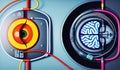 connected brain and eye illustration, generative ai ,ai Royalty Free Stock Photo