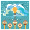 connected brains with an idea. Vector illustration decorative design Royalty Free Stock Photo