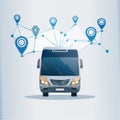 Connected Bus with GPS Route Network Royalty Free Stock Photo