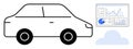 Connected car monitoring performance data via cloud-based analytics dashboard Royalty Free Stock Photo