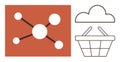 Abstract Network with Shopping Basket and Cloud Concept for E-Commerce and Connectivity Royalty Free Stock Photo