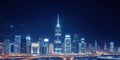 A Connected City at Night Futuristic Skyline Reflecting Smart Infrastructure and Global Connectivity A Vision of Urban