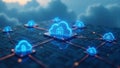 Connected Cloud Network, Digital Technology Concept Royalty Free Stock Photo