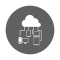 Connected, cloud network icon. Gray vector graphics