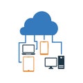 Connected, cloud network icon. Simple editable vector graphics