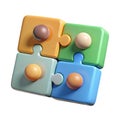 Connected colorful 3d puzzle pieces symbolizing teamwork and problem-solving Royalty Free Stock Photo