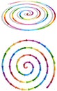 Connected colorful spiral arrows