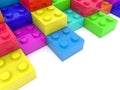 Connected colorful toy bricks.3d illustration