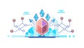 Connected Crystal Network: Blockchain Data Flow, vector design Generative AI Royalty Free Stock Photo