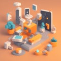 connected device, app, development, world, web development, clay rendering 3d icon, isometric