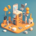 connected device, app, development, world, web development, clay rendering 3d icon, isometric