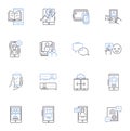 Connected device line icons collection. IoT, Smart, Wireless, Connected, Automated, Streaming, Bluetooth vector and
