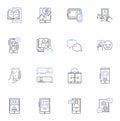 Connected device line icons collection. IoT, Smart, Wireless, Connected, Automated, Streaming, Bluetooth vector and