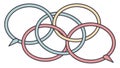 Connected Dialogue with Interlocking Rings, vector design Generative AI Royalty Free Stock Photo