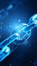 Connected digital blockchain links glow with binary code in abstract futuristic technology concept Royalty Free Stock Photo
