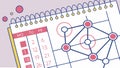 Connected Digital Calendar and Network Data Points, vector design Generative AI Royalty Free Stock Photo