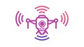 Connected Drone with Signal Waves, Remote Sensing, vector design Generative AI Royalty Free Stock Photo