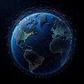 Connected Earth Globe with Global Data Network Lines Royalty Free Stock Photo