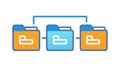 Connected file folders icon: document management, data sharing, organization, vector design Generative AI Royalty Free Stock Photo