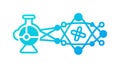 Connected Flasks with Molecular Structure, vector design Generative AI Royalty Free Stock Photo